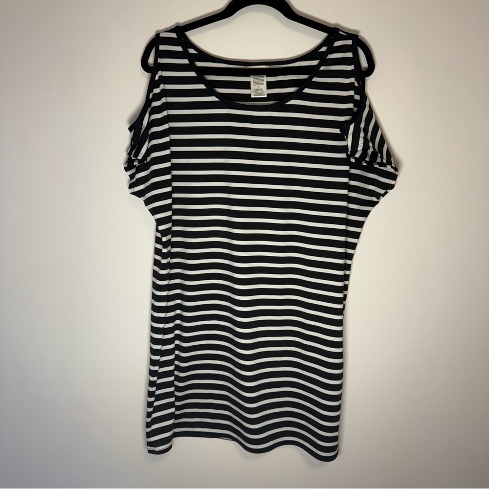 Michael Michael Kors Black And White T-Shirt Dress Size L